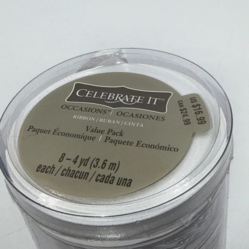 8 Ribbons 4 Yards Each 32 Yards Silver Glitter Christmas Anniversary Wedding